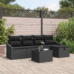 vidaXL Bankstel met kussen 6 pcs poly rattan, Verzenden, Nieuw, Rotan, 6 zitplaatsen