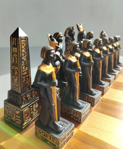 Met de hand geschilderde schaakset uit het oude Egypte door Italfama