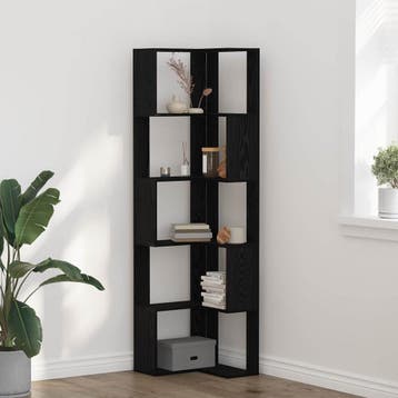 vidaXL Boekenkast 5-laags 50 x 50 x 179 cm Zwart Eiken, Huis en Inrichting, Verzenden, Nieuw, 50 tot 100 cm, 150 tot 200 cm