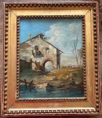 Italiaanse school (XIX) - Paysage de campagne animé - NO