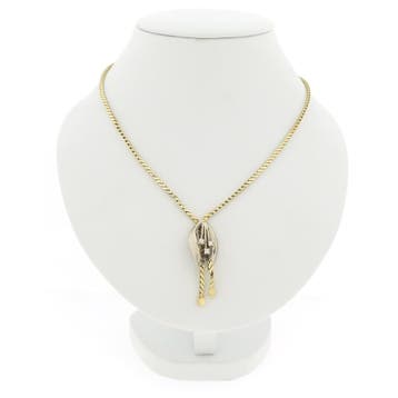 Bicolor gouden ketting met vaste hanger en diamanten; 0,0..., Gebruikt, Ophalen of Verzenden, Met edelsteen, Goud