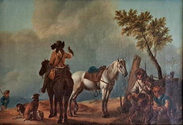 Philips Wouwerman (1619-1668), Cerchia - Scena di caccia, Antiek en Kunst