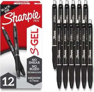 Sharpie S-Gel | Medium punt (0,7mm) | Zwarte inkt | 12 stuks, Diversen, Schrijfwaren, Verzenden, Nieuw