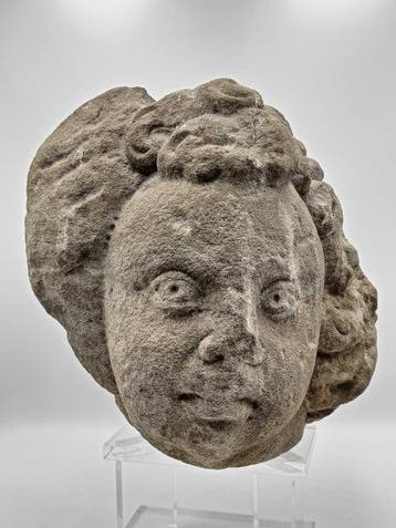 Post medieval Sandstone Head of a Cupid from a Church in