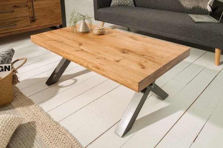 Massief houten salontafel THOR 110cm wild eiken geolied, Huis en Inrichting, Tafels | Salontafels, Ophalen of Verzenden