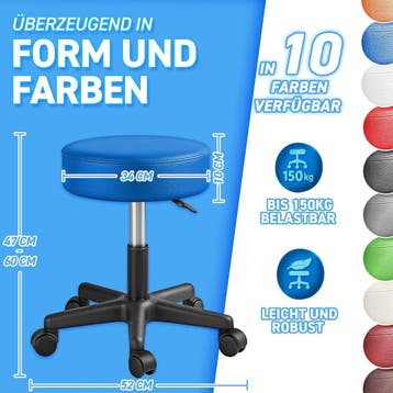Zadelkruk - Kruk op wielen - Rolkruk - Draaikruk - Blauw - T, Huis en Inrichting, Verzenden, Zo goed als nieuw