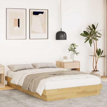 vidaXL Bedframe zonder matras 120x200 cm massief hout eiken, Huis en Inrichting, Slaapkamer | Bedden, Bruin, Verzenden, Nieuw