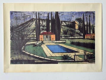 bernard buffet - La piscine de la Baume - Jaren 1980, Antiek en Kunst