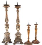 Kaarsenhouder (4) - Hout - Twee paren kandelaars