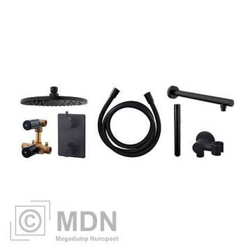 Inbouw regendouche set rond type 302 mat zwart (20cm), Verzenden, Nieuw