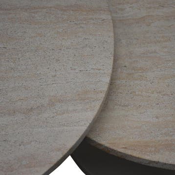 Lido lounge tafel 80x80x35 cm terre polystone travertine, Ophalen of Verzenden, Nieuw