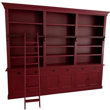 Boekenkast rood – rood  met trap Reeuwijk 300 x 240cm, Ophalen of Verzenden, Nieuw