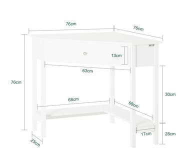 Witte Hoektafel met Lade en Plank Compact Bureau, Verzenden, Nieuw