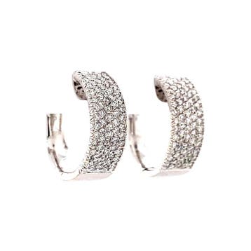 Witgouden klapcreolen met diamant 14 karaat, Sieraden, Tassen en Uiterlijk, Oorbellen, Verzenden, Zo goed als nieuw, Goud
