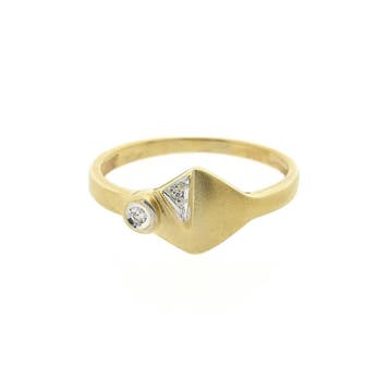 8 karaat ring met diamanten; 0,02 ct., Sieraden, Tassen en Uiterlijk, Ringen, 18 tot 19, Gebruikt, Geel, Ophalen of Verzenden