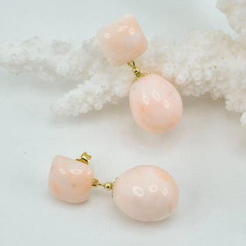 Koraal - Zilver, Verguld - Oorbellen - Roze koraal