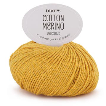 DROPS Cotton Merino Uni Colour - 15 mosterdgeel - Wol/Kato, Ophalen of Verzenden, Nieuw