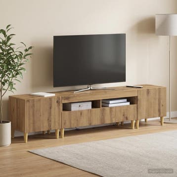vidaXL 3-delige LED TV-kast ARNHEM 3 st Artisanaal eiken, Minder dan 50 cm, Verzenden, Nieuw, Minder dan 100 cm