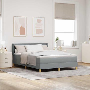 vidaXL Boxspringbed met matras Lichtgrijs 190 x 140 cm Stof, Verzenden, Nieuw, Stof