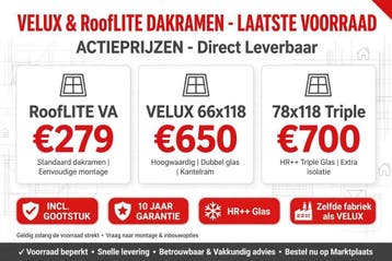 VELUX dakraam dakvenster Rest partij div maten OP=OP ACTIE, Doe-het-zelf en Verbouw, Ophalen, Nieuw, Dakraam, Dubbelglas