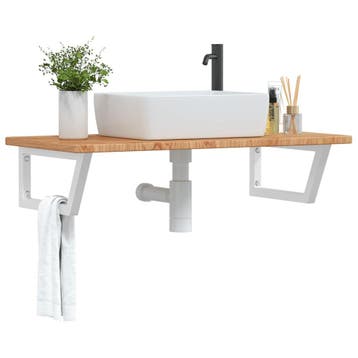 vidaXL Badkamer wandschap staal en massief eikenhout, Verzenden, Nieuw
