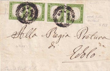 Italiaanse oude staten - Sardinië - 1859 Zeldzame strook van, Gestempeld