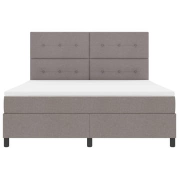 vidaXL Boxspring bed met LED-stripverlichting Taupe 180 x, Verzenden, Nieuw, Stof