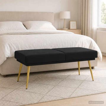 vidaXL Dubbel Laagige Bank Zwart 120 x 45 x 46 cm fluweel, Verzenden, Nieuw, Stof