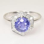 Ring - 14 karaat Witgoud - 2.23ct. tw. Saffier - Diamant -, Sieraden, Tassen en Uiterlijk, Ringen, Nieuw
