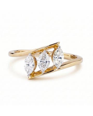 Statement ring - 14 karaat Geel goud - 0.59ct. tw. Diamant
