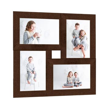vidaXL Fotolijst voor 4x(13x18 cm) foto MDF donkerbruin, Verzenden, Nieuw
