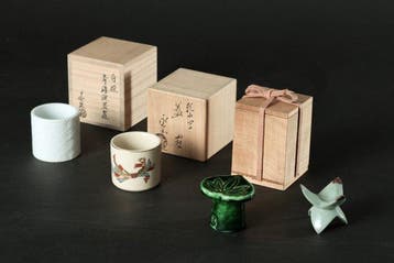 Theeservies - Ceramische dekselhouders (futaoki) – Hirado,