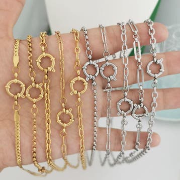 Gouden Roestvrij Stalen Ketting met Sailor Sluiting - Unisex, Verzenden, Nieuw