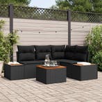 vidaXL Tuinbankenset met kussen met opslag 4 pcs Zwart, Verzenden, Nieuw, Rotan, 4 zitplaatsen
