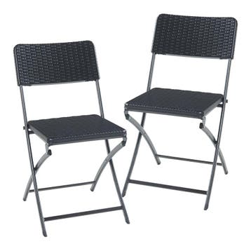 Klapstoel Mark set van 2 tuinstoelen 81x45x58 cm rotan look, Verzenden, Nieuw