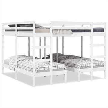 vidaXL Stapelbed 3-voudig grenenhout wit 200x200/80x200 cm, Huis en Inrichting, Slaapkamer | Bedden, Eenpersoons, Verzenden, Wit