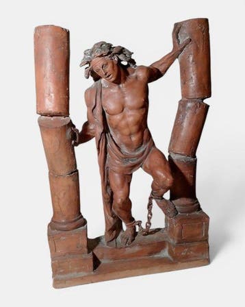 Beeld, Sansone (?) - 70 cm - Terracotta, Antiek en Kunst