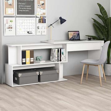 vidaXL Hoekbureau 200x50x76 cm bewerkt hout wit, Verzenden, Nieuw