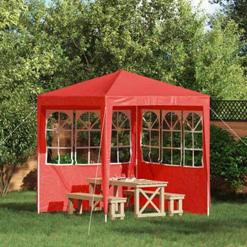 vidaXL Party Tent Zijwand 2 st 200 x 195 cm Rood PE en staal, Verzenden, Nieuw