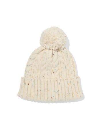 HEMA Kinder beanie pompon crème beige laag geprijsd, Verzenden, Nieuw