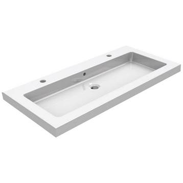Wiesbaden Kera Wastafel Enkel met 2 Kraangaten - 100x46x5cm, Ophalen of Verzenden, Nieuw