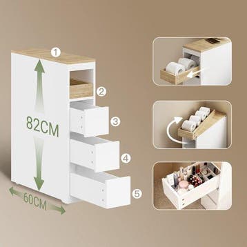 2dekans | SoBuy Toiletkast 20 cm, badkamerkast met 3 laden,, Ophalen of Verzenden, Zo goed als nieuw