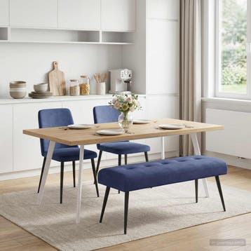 vidaXL Bank met knoopverstelling Politieblauw 110 x 40 x 46, Huis en Inrichting, Banken | Bankstellen, Verzenden, Nieuw, Stof