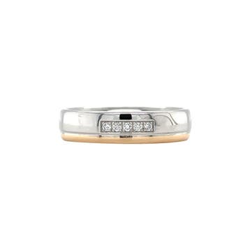 Platina ring met goud en diamant Pt950/750, Verzenden, Zo goed als nieuw, Goud