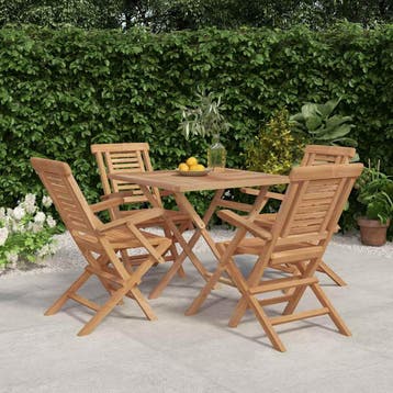 vidaXL 5-delige Tuinset massief teakhout, Verzenden, Nieuw, Hout, Tuinset