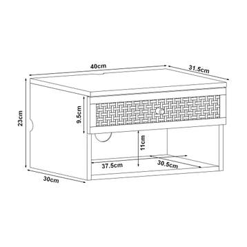 Wandrek Eiker met lade 40x31,5x23 cm wit en rotan look [en.c, Verzenden, Nieuw