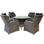 Ibiza Riccione dining tuinset 110 cm rond 5-delig grijs, Tuin en Terras, Tuinsets en Loungesets, Ophalen of Verzenden, Nieuw, Wicker
