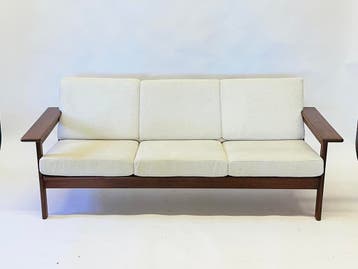 Deens design 3-zits bank, Hout, Deens, Minder dan 75 cm, 150 tot 200 cm