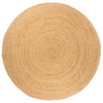vidaXL Tapijt rond 180 cm gevlochten jute, Verzenden, Nieuw, Beige