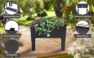 Hoge Plantenbak Antraciet Kunststof 60x25x46cm (Tuinieren), Verzenden, Nieuw